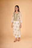 Arsh Handcrafted Gala Boota Khadi Cotton Kurti - arshchikan