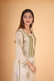 Arsh Handcrafted Gala Boota Khadi Cotton Kurti - arshchikan
