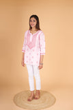 Arsh Handcrafted Pink Pure Cotton Short Top - arshchikan