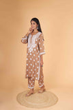 Arsh Handcrafted Kurti And Plazzo 2 pc Chikankari Set in Brown Colour - arshchikan