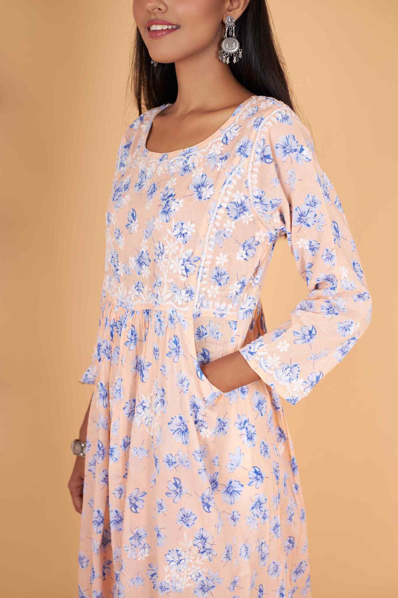 Arsh Handcrafted MulMul Cotton Printed Gown Dress - arshchikan