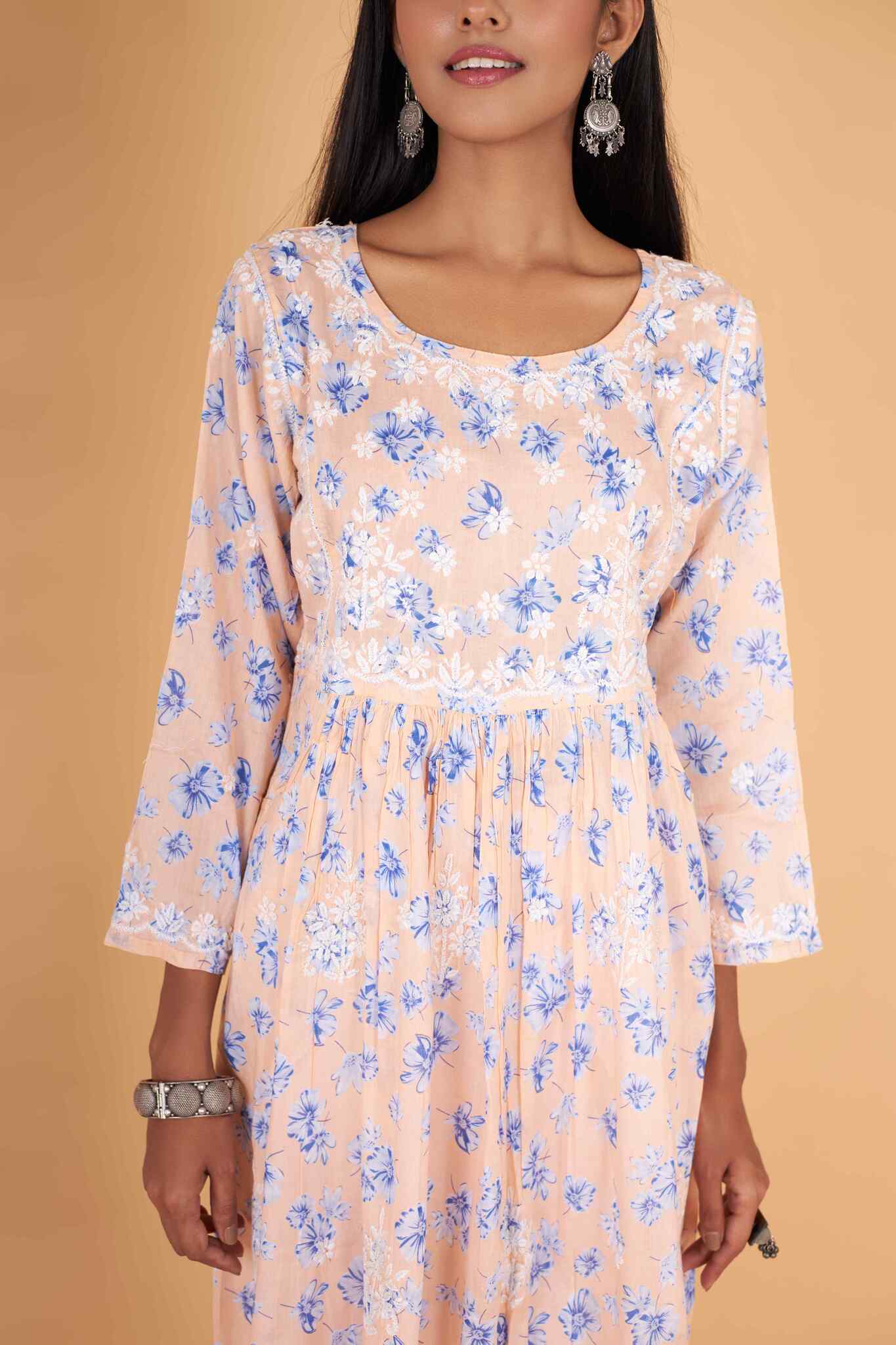 Arsh Handcrafted MulMul Cotton Printed Gown Dress - arshchikan