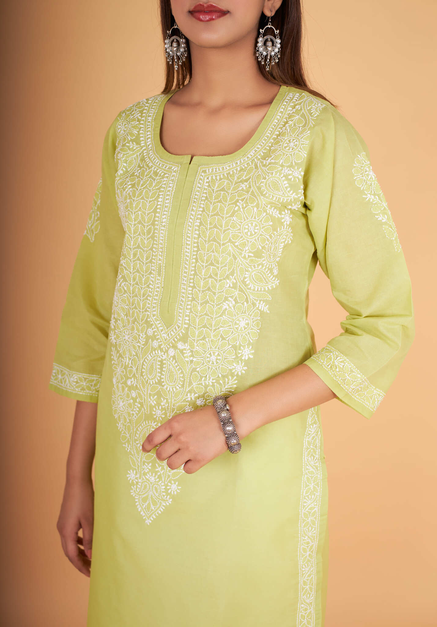 Arsh Handcrafted Pure Cotton Kashmiri Gala Kurti - arshchikan