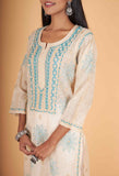 Arsh Handcrafted Gala Boota Khadi Cotton Kurti - arshchikan