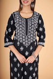Arsh Handcrafted Kurti And Plazzo 2 pc Chikankari Set in Black Colour - arshchikan