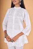 Arsh Handcrafted Pure Cotton Pintucks Stitch Chikan Shirt - arshchikan