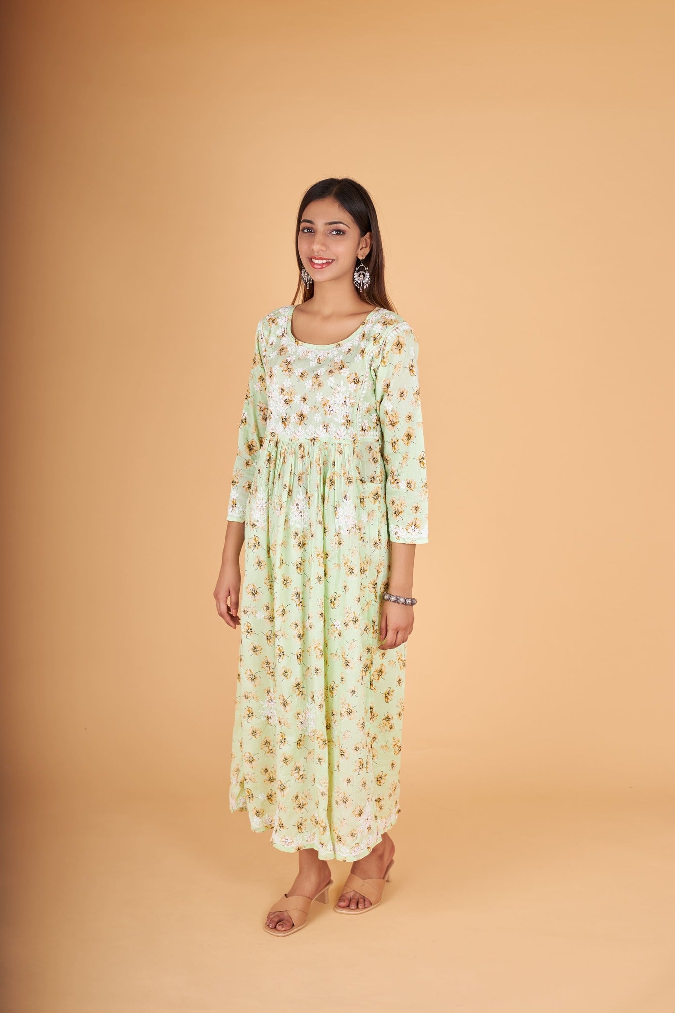 Arsh Handcrafted MulMul Cotton Printed Gown Dress - arshchikan