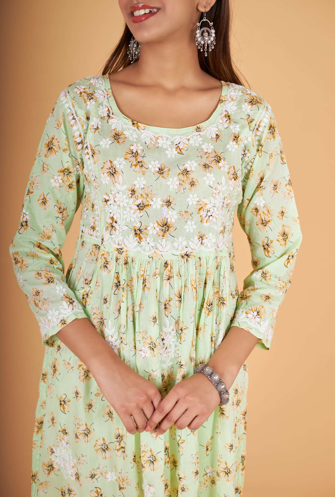 Arsh Handcrafted MulMul Cotton Printed Gown Dress - arshchikan