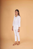 Arsh Handcrafted Pure Cotton Yog Neck Keel Chikan Shirt - arshchikan