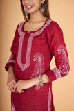 Arsh Handcrafted Boota Front Jaal Pure Cotton Kurti - arshchikan