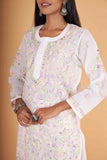 Arsh Handcrafted Multi on White Cotton Kurti - arshchikan