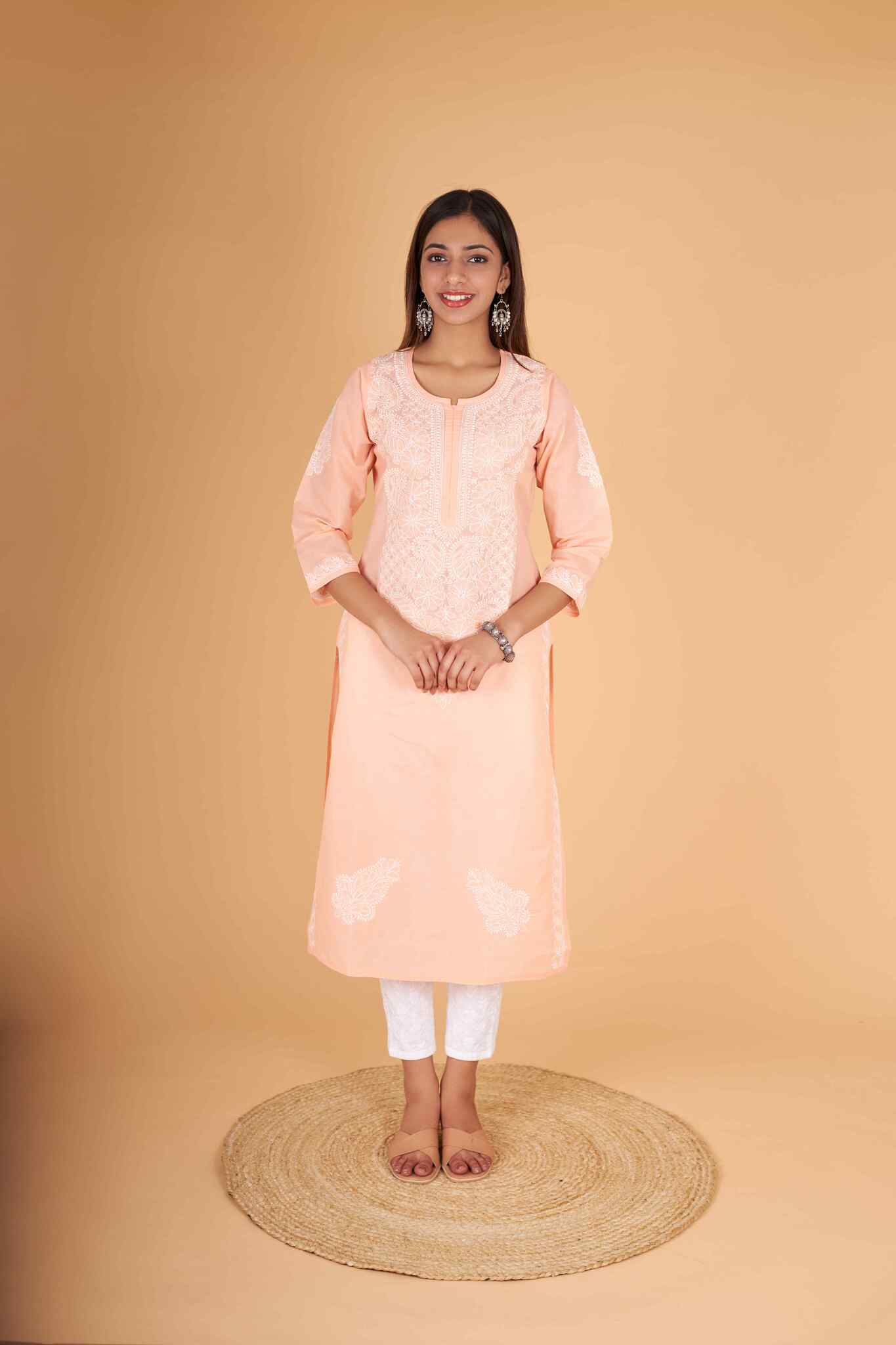 Arsh Handcrafted Pure Cotton Kashmiri Gala Kurti - arshchikan