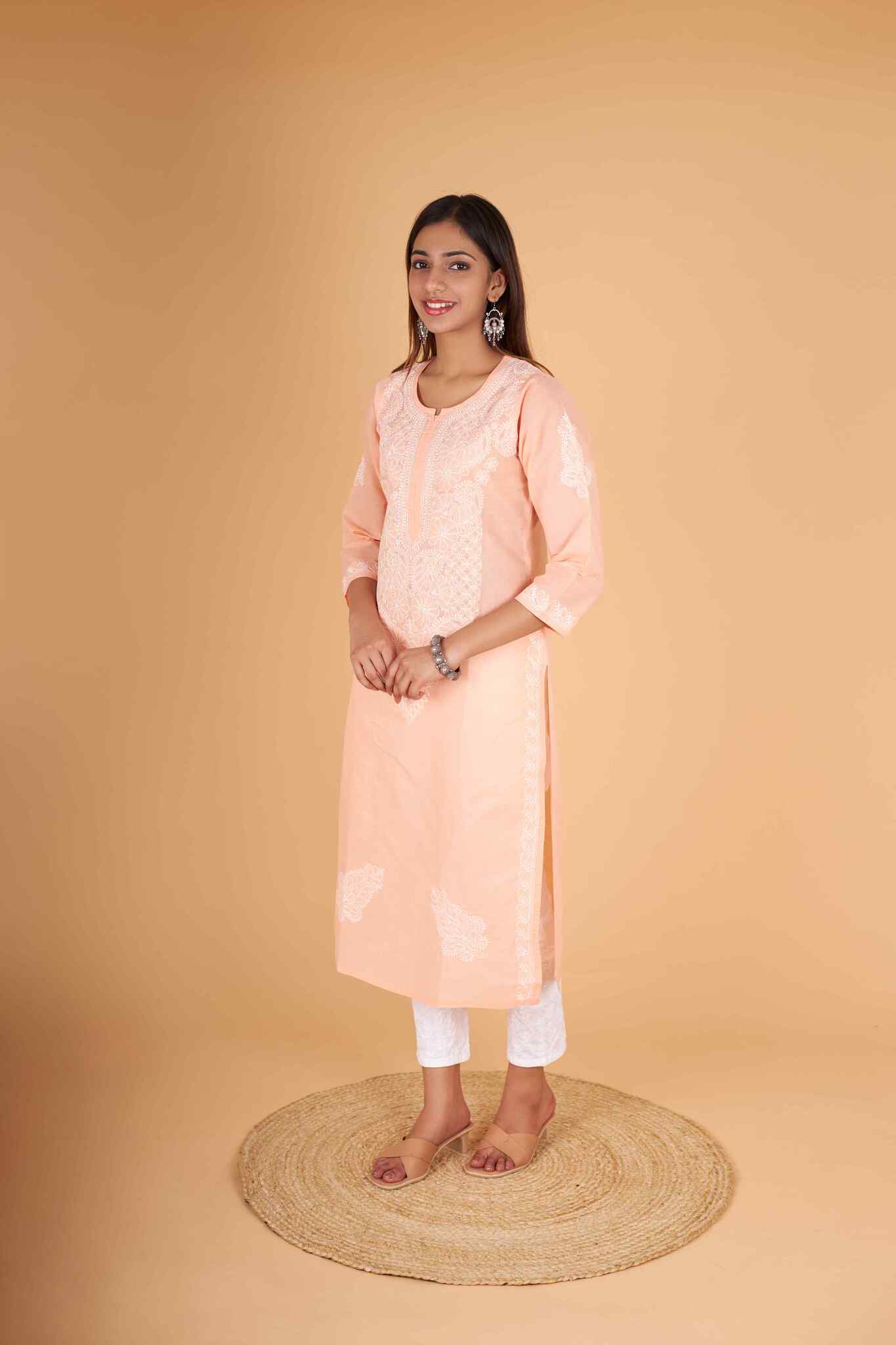 Arsh Handcrafted Pure Cotton Kashmiri Gala Kurti - arshchikan