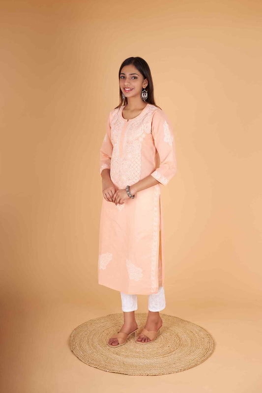 Arsh Handcrafted Pure Cotton Kashmiri Gala Kurti - arshchikan