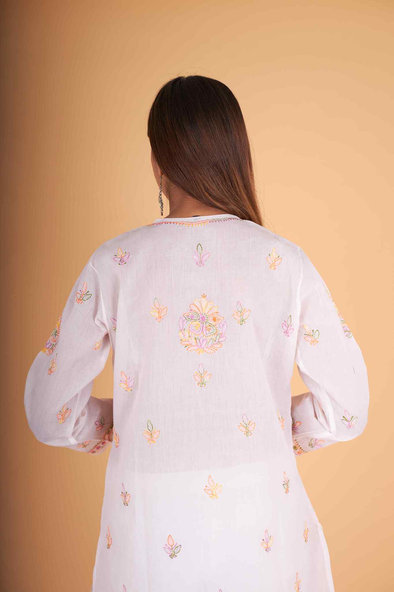 Arsh Handcrafted Multi on White Cotton Kurti - arshchikan