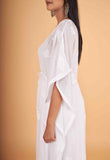 Arsh Handcrafted White Pure Viscose Georgette Kaftaan Dress - arshchikan