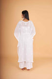 Arsh Handcrafted White Pure Viscose Georgette Kaftaan Dress - arshchikan