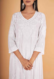 Arsh Handcrafted Kalidar White Pure Modal Gown Dress - arshchikan