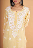 Arsh Handcrafted Leheriya Print Pure Cotton Chikan Kurti - arshchikan