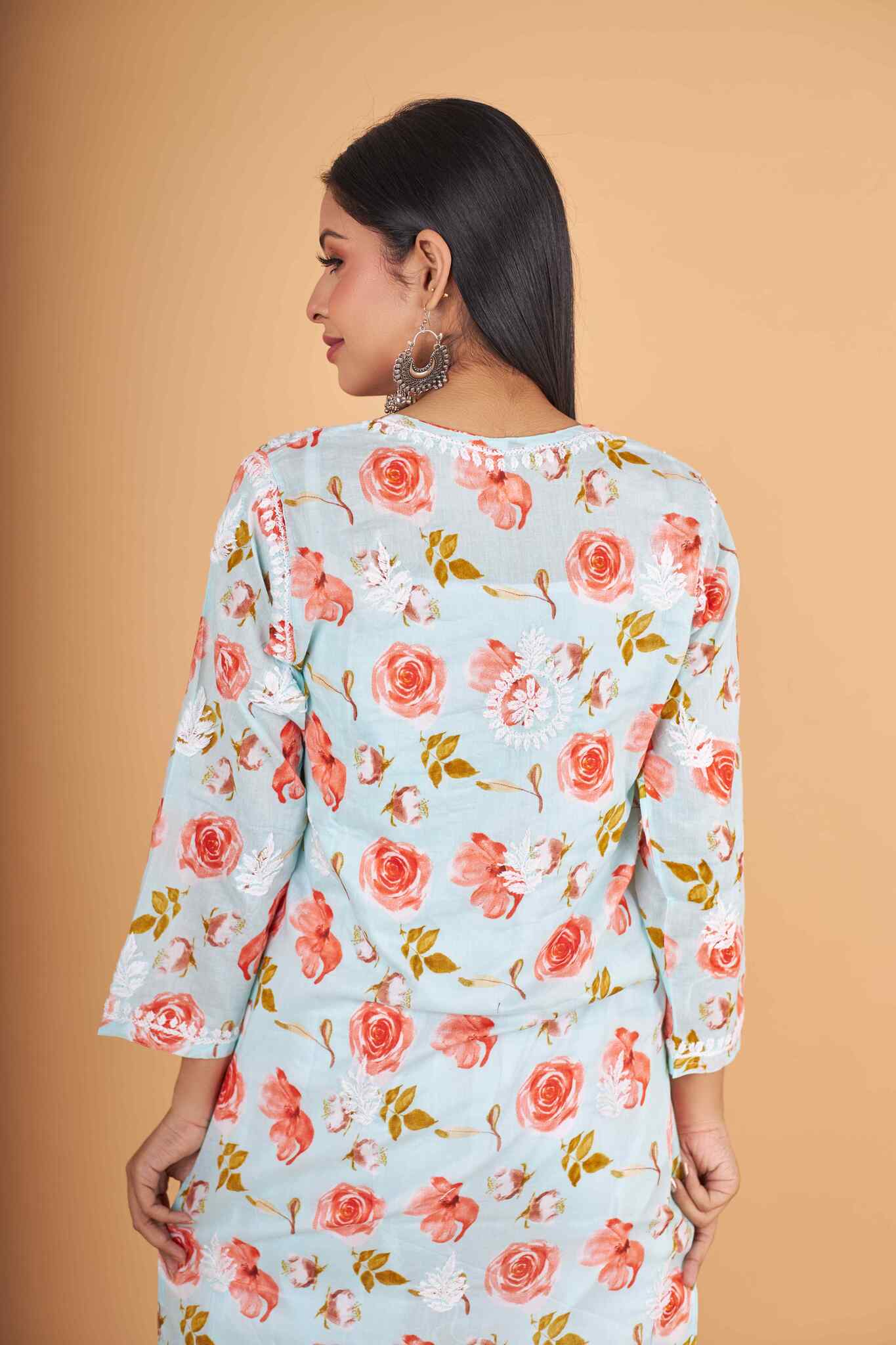 Arsh Handcrafted MulMul Cotton Printed Chikankari Kurti - arshchikan