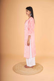 Arsh Handcrafted Dark Peach Front Jaal with handmade Jaali Kurti - arshchikan