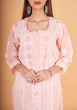 Arsh Handcrafted Peach Front Jaal with hanmade Jaali Kurti - arshchikan