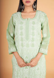 Arsh Handcrafted Forest Green Front Jaal with hanmade Jaali Kurti - arshchikan