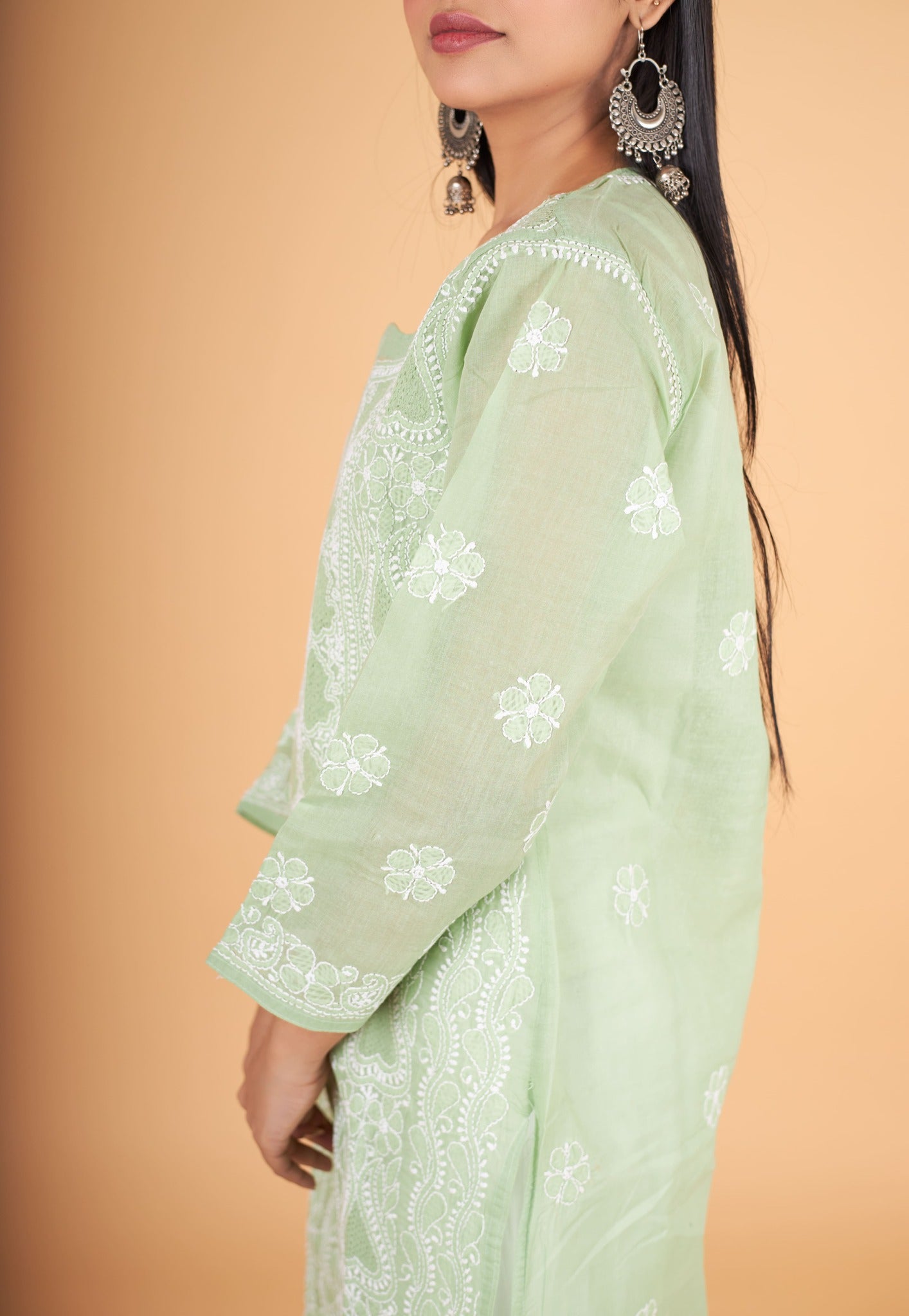 Arsh Handcrafted Forest Green Front Jaal with hanmade Jaali Kurti - arshchikan