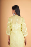 Arsh Handcrafted Mehendi Green Front Jaal with hanmade Jaali Kurti - arshchikan