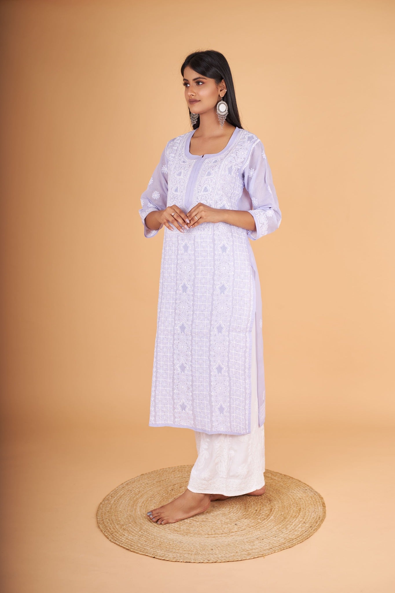 Arsh Handcrafted Mauve Front Jaal with handmade Jaali Kurti - arshchikan
