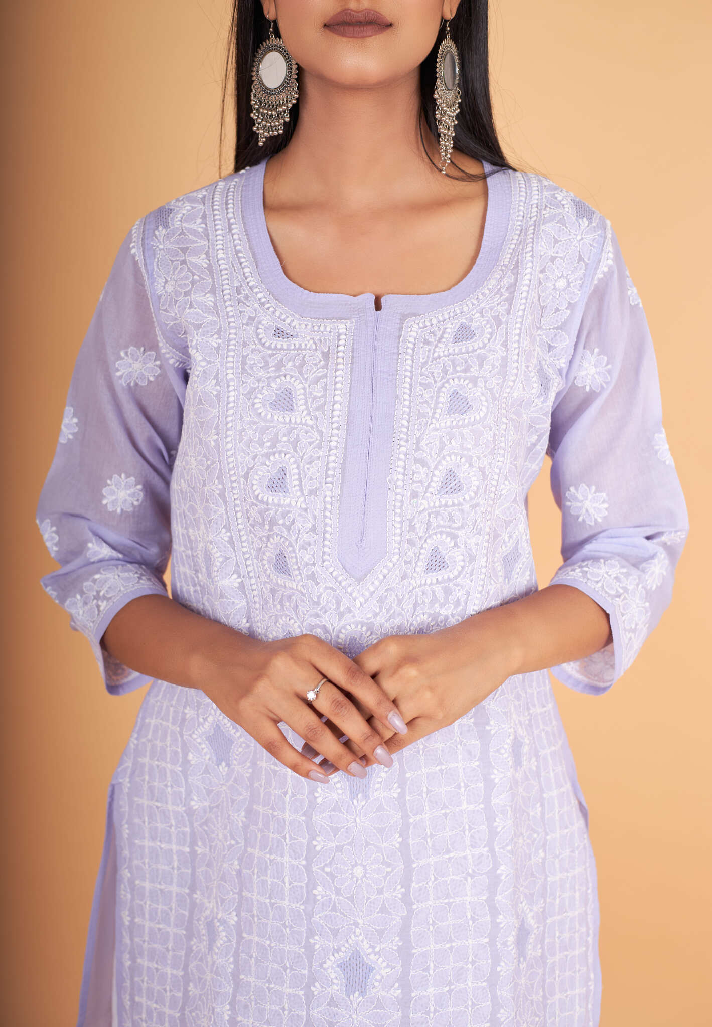 Arsh Handcrafted Mauve Front Jaal with handmade Jaali Kurti - arshchikan