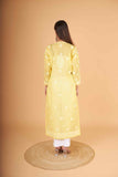 Arsh Handcrafted Pastel Yellow Front Jaal with handmade Jaali Chikankari Kurti - arshchikan