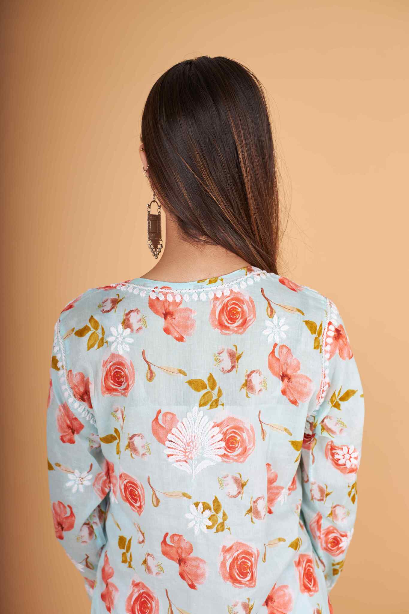 Arsh Handcrafted MulMul Cotton Printed Chikankari Kurti - arshchikan