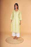 Arsh Handcrafted Parrot Green Pure Cotton Kurti - arshchikan