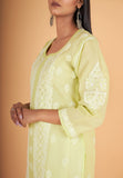 Arsh Handcrafted Parrot Green Pure Cotton Kurti - arshchikan