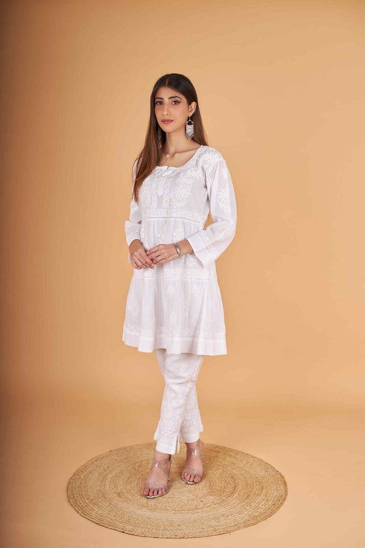 Arsh Handcrafted Pure Cotton 3 way stitched Self Short Top - arshchikan