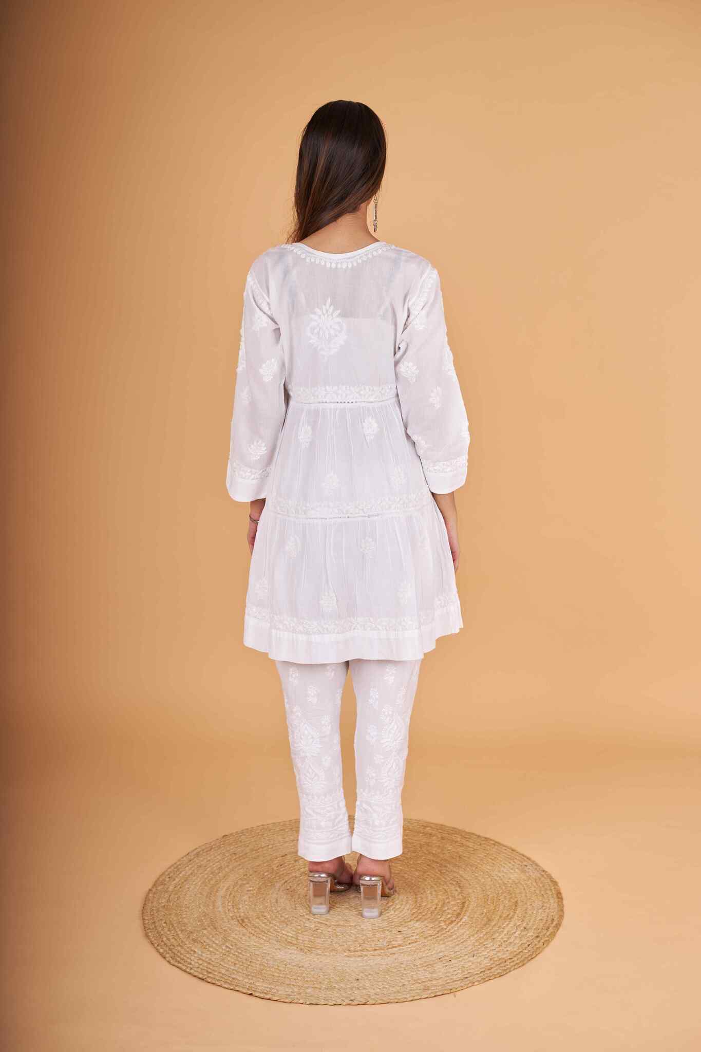 Arsh Handcrafted Pure Cotton 3 way stitched Self Short Top - arshchikan