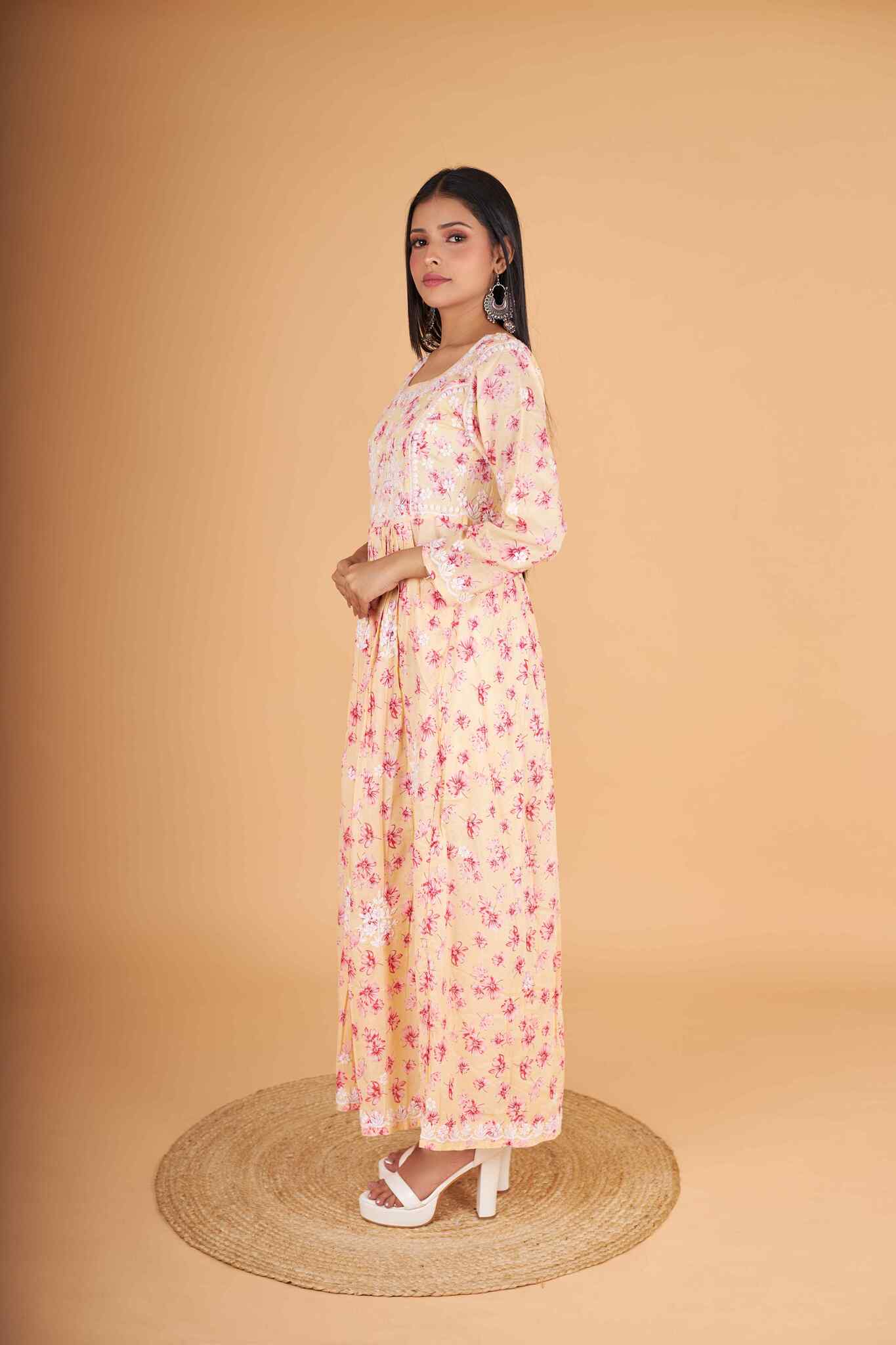 Arsh Handcrafted MulMul Cotton Printed Gown Dress - arshchikan