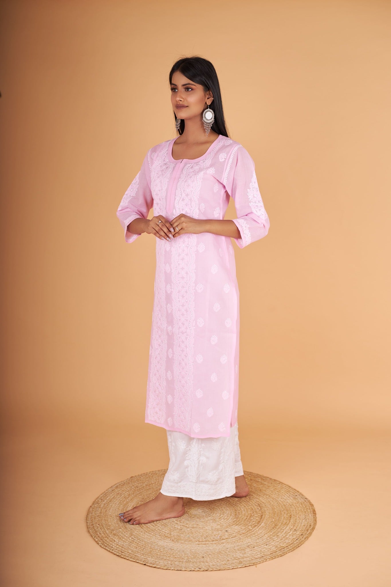 Arsh Handcrafted Baby Pink Pure Cotton Kurti - arshchikan