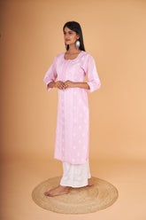 Arsh Handcrafted Baby Pink Pure Cotton Kurti - arshchikan