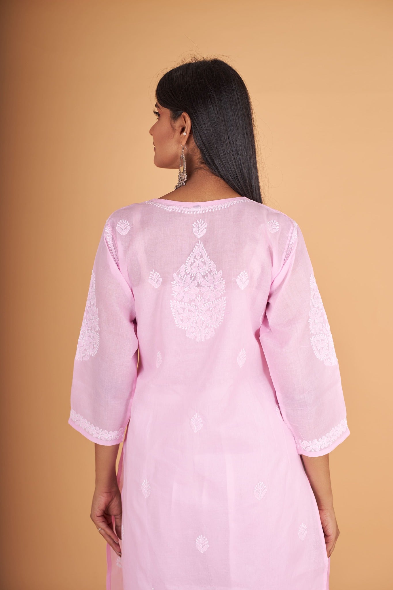 Arsh Handcrafted Baby Pink Pure Cotton Kurti - arshchikan