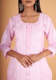 Arsh Handcrafted Baby Pink Pure Cotton Kurti - arshchikan