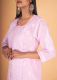 Arsh Handcrafted Baby Pink Pure Cotton Kurti - arshchikan