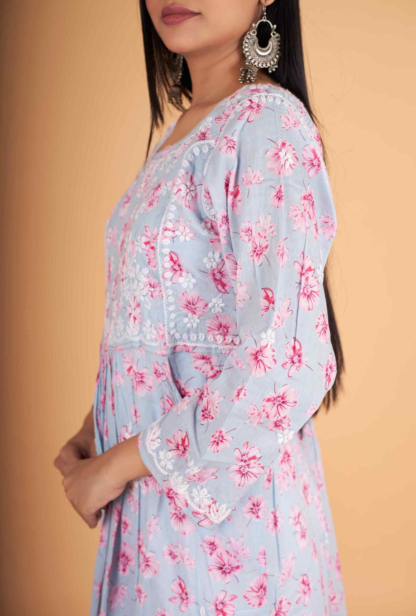 Arsh Handcrafted MulMul Cotton Printed Gown Dress - arshchikan