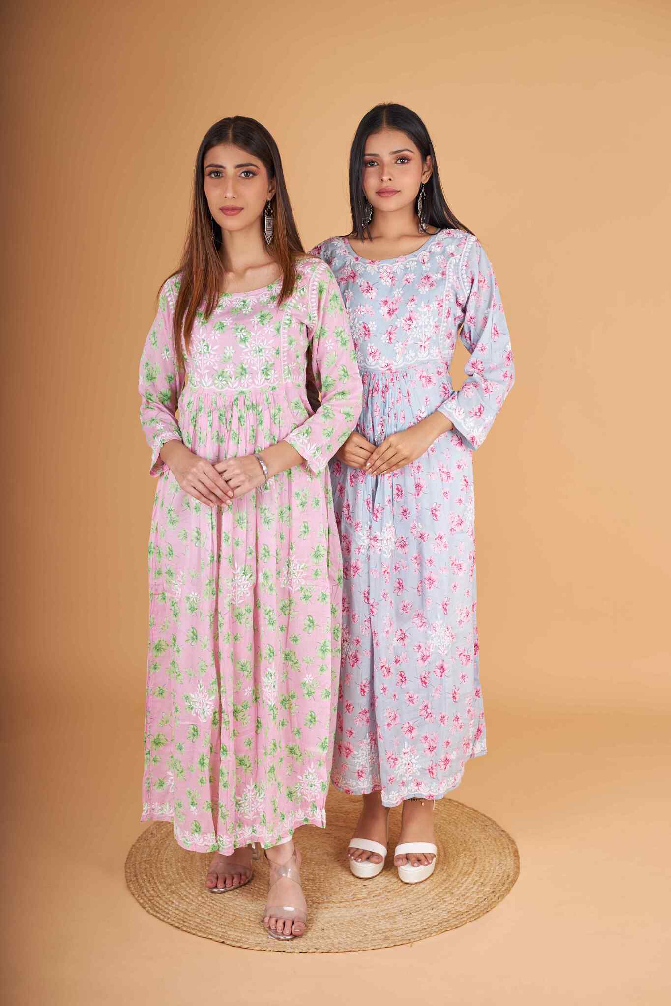 Arsh Handcrafted MulMul Cotton Printed Gown Dress - arshchikan