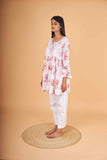 Arsh Handcrafted MulMul Cotton Printed Chikankari Frock Pattern Top - arshchikan