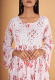 Arsh Handcrafted MulMul Cotton Printed Chikankari Frock Pattern Top - arshchikan