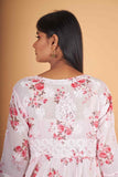 Arsh Handcrafted MulMul Cotton Printed Chikankari Frock Pattern Top - arshchikan
