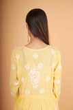 Arsh Handcrafted Yellow Modal Chikankari Gown Dress - arshchikan