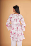 Arsh Handcrafted MulMul Cotton Printed Chikankari Frock Pattern Top - arshchikan